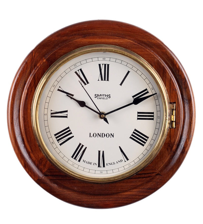 Solid Wood Vintage Open Close Wall Clock