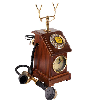 Retro Box Telephone With Clock