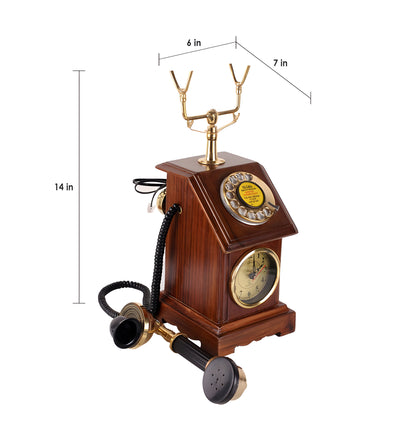 Retro Box Telephone With Clock