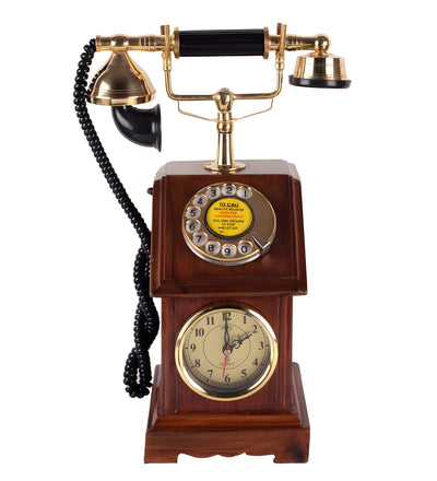 Retro Box Telephone With Clock