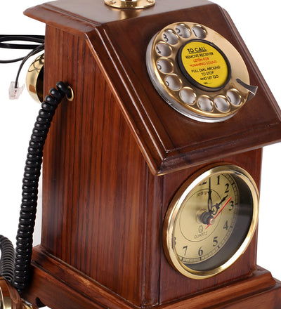 Retro Box Telephone With Clock