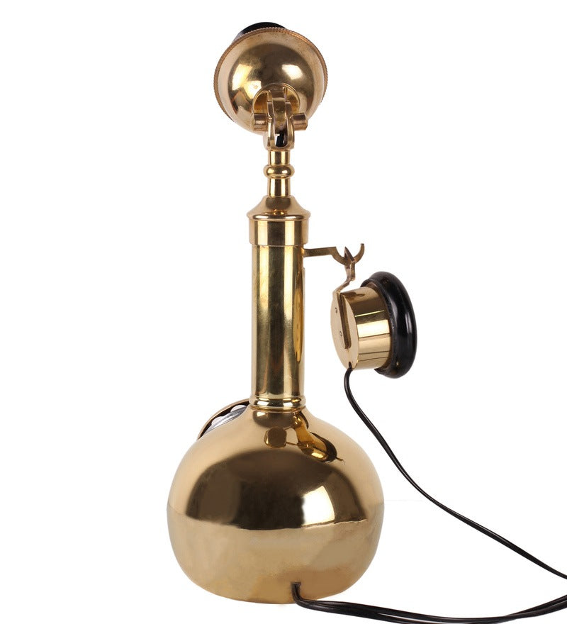 Gold Metal Antique Brass Pot Candle Stick Telephone