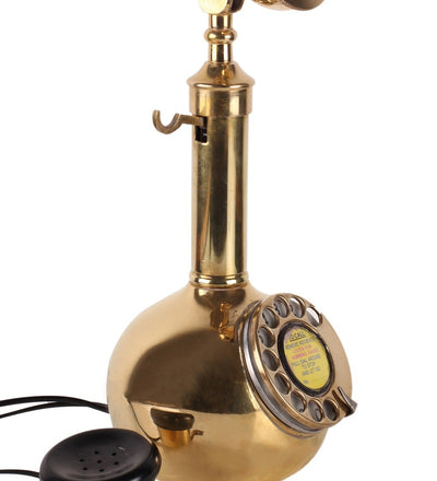 Gold Metal Antique Brass Pot Candle Stick Telephone